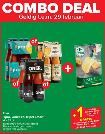 Carrefour Market Bier Ypra, Omer en Tripel Lefort 4x33cl aanbieding