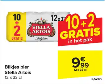 Carrefour Blikjes bier Stella Artois 12 x 33cl aanbieding