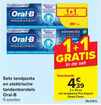 Carrefour Sets tandpasta en elektrische tandenborstels Oral-B 2 x 75mL aanbieding