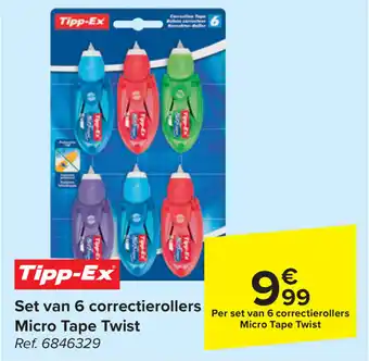 Carrefour Set van 6 correctierollers Micro Tape Twist aanbieding