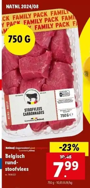 Lidl Belgisch rundstoofvlees 750g aanbieding