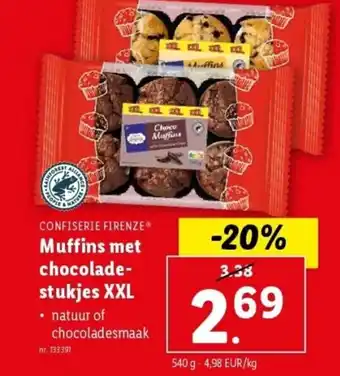 Lidl Muffins met chocoladestukjes XXL 540g aanbieding