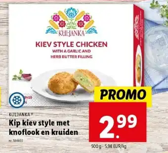 Lidl Kip kiev style met knoflook en kruiden 500g aanbieding