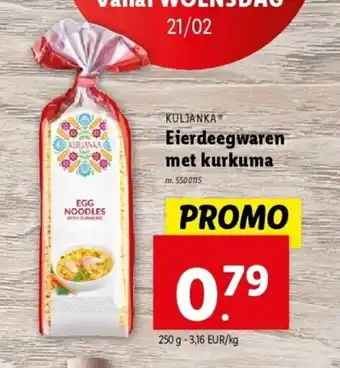 Lidl Eierdeegwaren met kurkuma 250g aanbieding