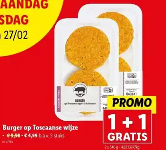 Lidl Burger op Toscaanse wijze aanbieding