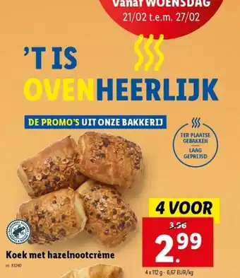 Lidl Koek met hazelnootcrème aanbieding