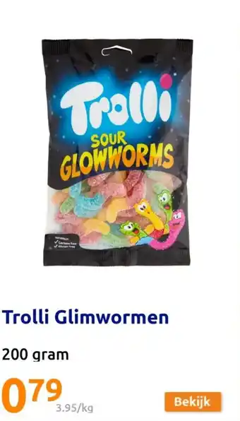 Action Trolli Glimwormen 200 gram aanbieding