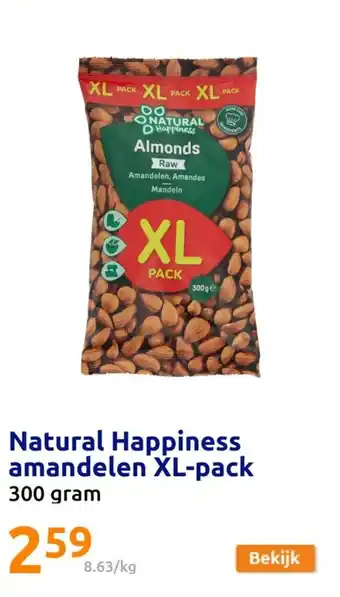 Action Natural Happiness amandelen XL pack 300 gram aanbieding