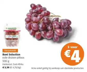 Colruyt Boni Selection rode druiven pitloos 500 g aanbieding