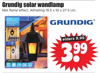 Grundig solar wandlamp Met flame effect. Afmeting 19.5 x 10 x 27.5 cm.