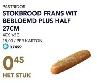 Bidfood PASTRIDOR STOKBROOD FRANS WIT BEBLOEMD PLUS HALF 27CM 40 X 165G aanbieding