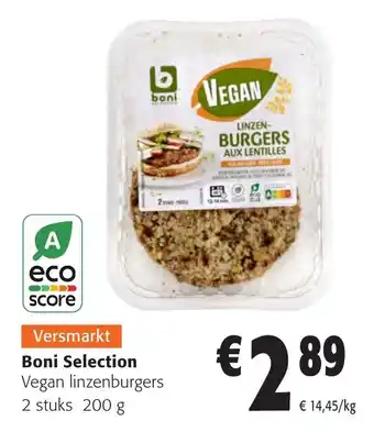 Colruyt Boni Selection Vegan linzenburgers 2 stuks 200 g aanbieding