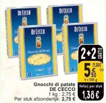 Cora DE CECCO Gnocchi di patate 4 x 500 g aanbieding