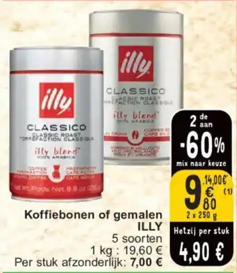 Cora ILLY Koffiebonen of gemalen 2 x 250 g aanbieding