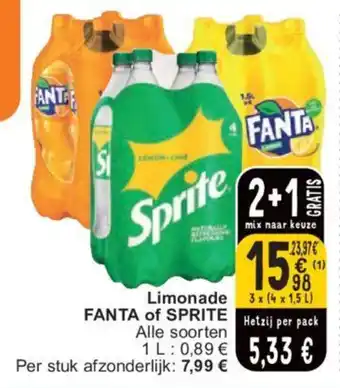 Cora FANTA of SPRITE Limonade aanbieding