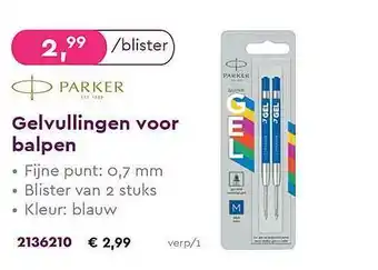 Calipage Parker Gelvullingen Voor Balpen aanbieding