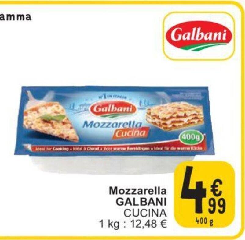 Mozzarella GALBANI CUCINA 400g promotie bij Cora