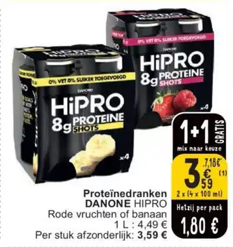 Cora Proteïnedranken DANONE HIPRO 2 x (4 x 100mL) aanbieding