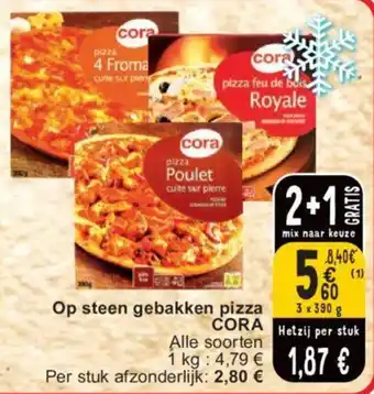 Cora Op steen gebakken pizza 3 x 390g aanbieding