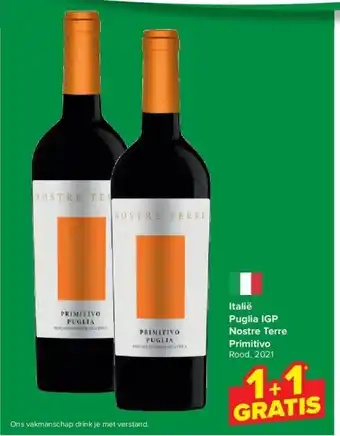 Carrefour Italië Puglia IGP Nostre Terre Primitivo aanbieding