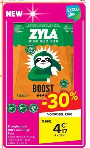 Carrefour Energiedrank 100% natuurlijk Zyla aanbieding
