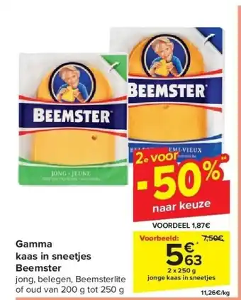Carrefour Gamma kaas in sneetjes Beemster aanbieding