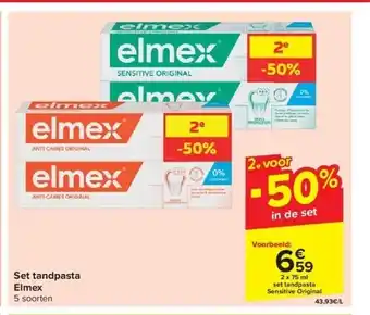 Carrefour Set tandpasta Elmex aanbieding