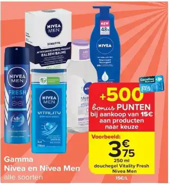 Carrefour Gamma Nivea en Nivea Men aanbieding