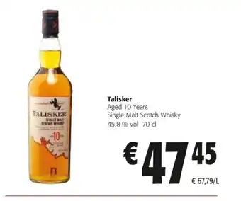 Colruyt Talisker Aged 10 Years Single Malt Scotch Whisky 45,8 % vol 70 cl aanbieding