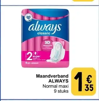 Cora Maandverband ALWAYS aanbieding