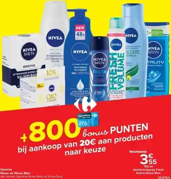 Carrefour Gamma Nivea en Nivea Men aanbieding