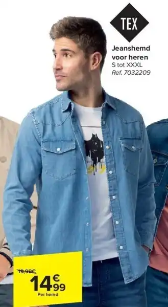 Carrefour Jeanshemd voor heren aanbieding