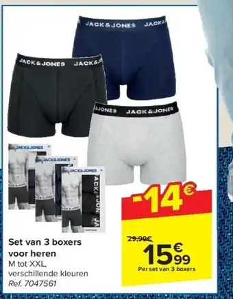 Carrefour Set van 3 boxers voor heren aanbieding