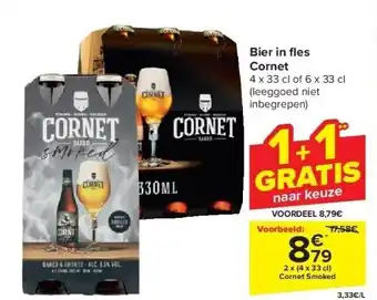 Carrefour Bier in fl es Cornet aanbieding