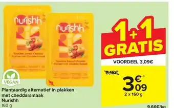 Carrefour Plantaardig alternatief in plakken met cheddarsmaak Nurishh aanbieding
