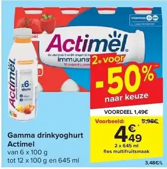 Carrefour Gamma drinkyoghurt Actimel aanbieding