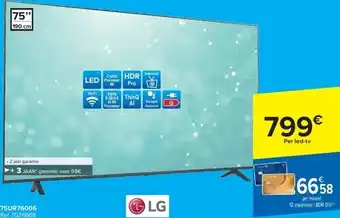 Carrefour Lg 75UR76006 UHD 4K LED Tv aanbieding
