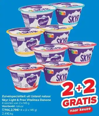 Carrefour Zuivelspecialiteit uit IJsland natuur Skyr Light & Free Vitalinea Danone aanbieding