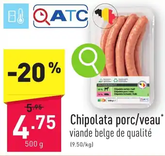 ALDI Chipolata porc/veau 500g aanbieding