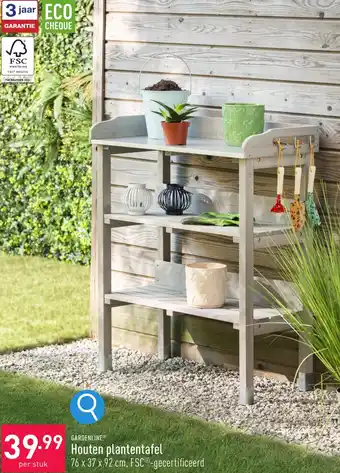 ALDI GARDENLINE Houten plantentafel aanbieding