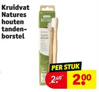 Kruidvat Natures houten tandenborstel aanbieding