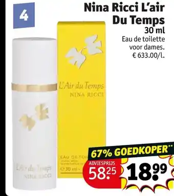 Kruidvat Nina Ricci L’air Du Temps 30 ml aanbieding