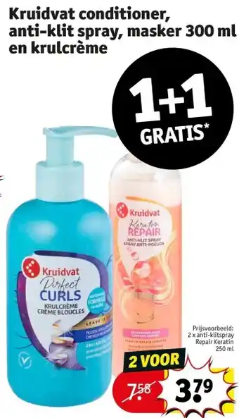 Kruidvat Kruidvat conditioner, anti-klit spray, masker 300 ml en krulcrème aanbieding