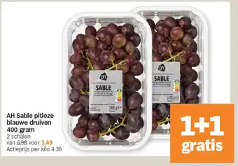 Albert Heijn AH Sable pitloze blauwe druiven 400 gram aanbieding