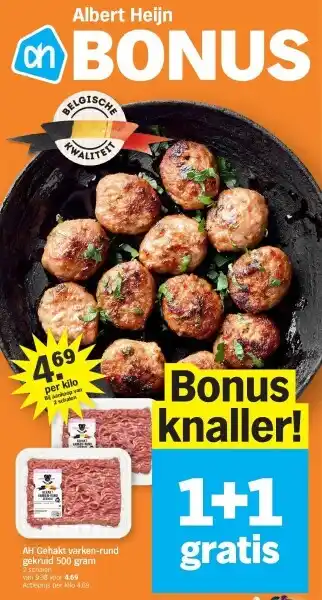 Albert Heijn AH Gehakt varken-rund gekruid 500 gram aanbieding