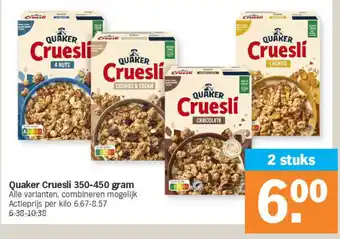 Albert Heijn Quaker Cruesli 350-450 gram aanbieding