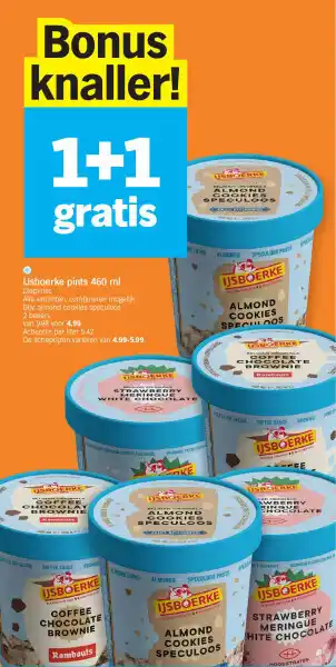 Albert Heijn IJsboerke pints 460 ml aanbieding