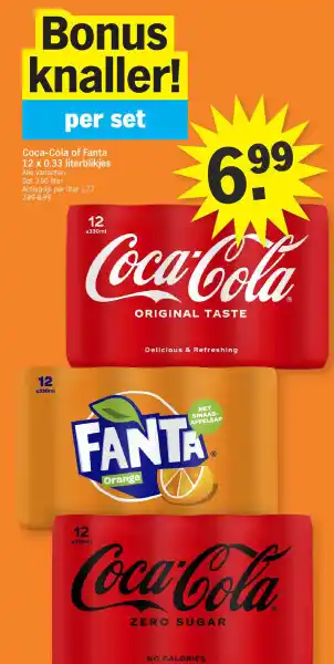 Albert Heijn Coca-Cola of Fanta 12 x 0.33 literblikjes aanbieding