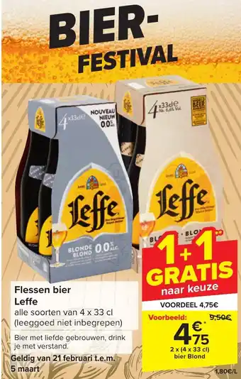 Carrefour Market Leffe Flessen bier 2 2 x (4 x 33 cl) aanbieding
