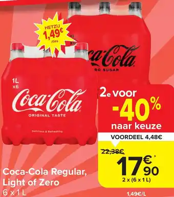 Carrefour Market Coca-Cola Regular, Light of Zero 2 x (6 x 1L) aanbieding
